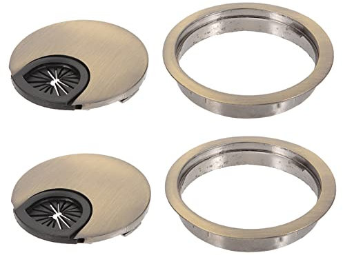 Homoyoyo Kabeldurchführung 2 Stücke für Schreibtisch Kabel Organizer mit Abdeckung 60mm Durchmesser Effektives Kabelmanagement für Büro und Zuhause Installieren aus Zinklegierung