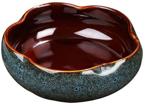 Bol de fleurs rond en céramique pour l'intérieur et l'eau - Pour bonsaï - Pot de fleurs hydroponique NTf422 (café, 15 cm)