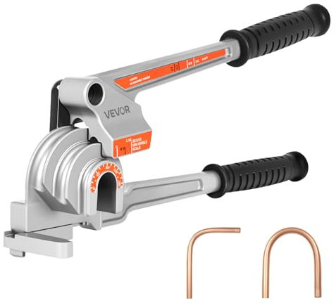 VEVOR Pipe Tube Bender, 1/4 (6.35 mm), 3/8 (9.5 mm), 1/2 (12.7 mm) OD, 3 in 1 Manual Lever Tube Bender, 180° Copper Aluminum Pipes Bending Tool for Automotive Repair, HVAC Air Conditioning