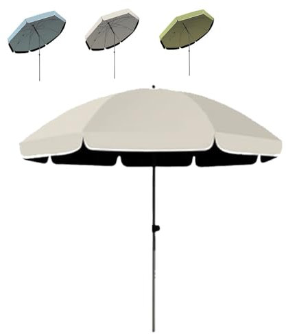 Terrassenschirm für den Außenbereich, verstellbar, 180 cm, Marktschirm mit Neigung, tragbarer Strandschirm, höhenverstellbar, Gartenüberdachung, Beige