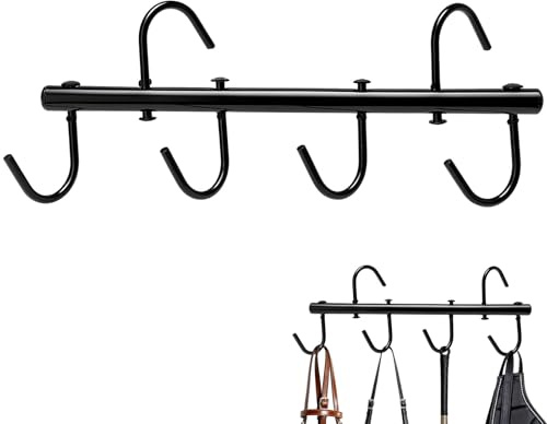 GHWMYD Trensenhalter, Gartengerätehalter, Türhaken zum Einhängen mit 4 Stück 360°-Drehung Haken für Aufhängen des Hofzauns, Schwerlast Metall Haken für Küche, Garage, Keller(Tragkraft 25kg)
