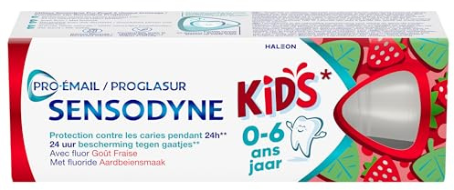 SENSODYNE Dentifrice Enfant Pro-Email 0/6 Ans, Protège Les Dents de Lait Contre les Caries, Fortifie L'Email En Douceur, Arômes 100% Naturels, Goût Fraise, 75 ml