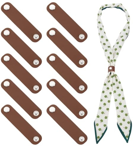 PH PandaHall 10pcs Leather Scarf Clasp Clips Silk Scarf Buckle, Scarf Ring and Slides Neckerchief Slide Bandanas Clip for Women Weddings Parties Luggage Tags Label Clothing, Sienna