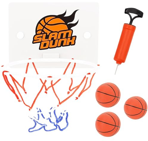 5 Stück Set Basketballkorb Indoor,1 Stück Mini Basketballkorb tür, 3 Mini Basketball, 1 Luftpumpe, Basketball Kinder Mit Saugnapf, Geschenk Zum Kindertag, Für Tür Hängen Zimmer Und Schlafzimm