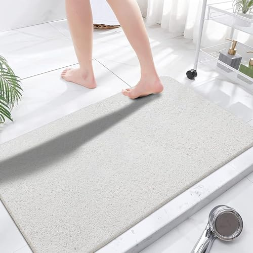 Walant Duschmatte rutschfest Waschbar,PVC Luffa Badematte,Schnell trocknend,Anti-Rutsch, Hervorragende Entwässerung,Badezimmermatten für Nassbereiche,Dusche (Weiß, 70 x 100 cm)