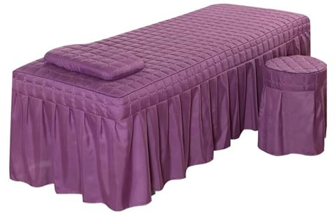 Massageauflage 1pc Bettlaken Nur Solide Schönheit Salon Massage Haut-Freundliche SPA Bett Volle Abdeckung mit Loch(Purple,190x70 bedskirt only)