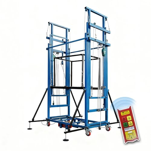 Plataforma de andamio móvil, plataforma elevadora de andamio eléctrica, color personalizable, elevadores con control remoto, for Andamios de Construcción, poda de árboles(Blue,4m/13ft)