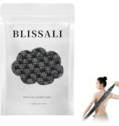 Exfoliating Shower Towel, Premium Scrub Wash Cloth for Body Face, 2-in-1 Exfoliating Towel-Body Scrubber with 2 Sides for All Skin Types (Black)