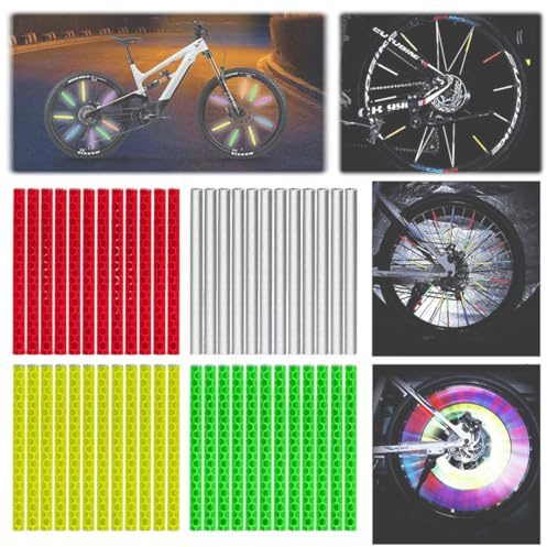 VAEIORP 24 Pcs Réflecteurs de Rayons Vélo Réutilisables 360° Visibilité pour Rayons Standard (Multicolore)