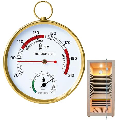Termómetro para Sauna y Baño Turco | Portátil de Precisión Resistente al Calor Fácil de Leer,Higrómetro Doméstica Interior | Para Amantes Familia Amigos Apasionados Mujeres Hombres