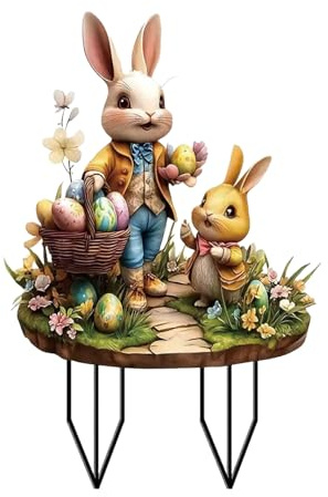 Gartenstecker Osterhasen zum Stecken Osterdeko Ostern Garten Hasen Deko Outdoor Vintage für Draußen Frühling Osterhase Außen Frühlingsdeko Osterhasen Figuren Groß