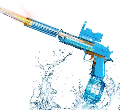 UROINT Pistola De Agua EléCtrica para NiñOs, Pistola Agua Potente De Largo Alcance, Electric Water Gun con Luz Led, Fiesta En La Piscina Juguetes Regalos para Adultos NiñAs (Desert Eagle Azul)