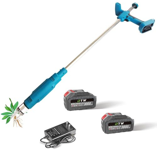 Extracteur de mauvaises herbes électrique avec manche long et tête en acier à 3 griffes pour pelouse, cour et jardin