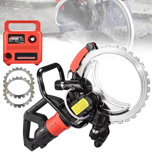 Wall Chaser with Dust Extraction, 290mm Cutting Depth, Brushless Motor, Wet Dust-Free System for Concrete, Brick, Stone, Cement & Rebar, UK Plug
