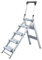 Aluminium-Klapp-Treppe, mit klappbarem Bügel, 5 Stufen Arbeitshöhe bis ca. 3,10 m