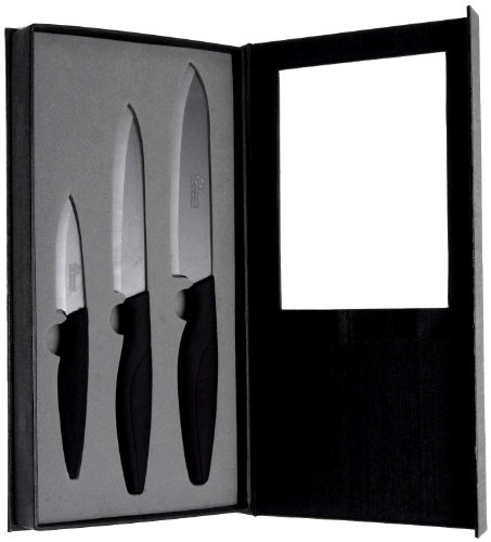 Pradel Excellence 90152 Coffre de 3 Couteaux Lames en Céramique Noire