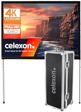 celexon Mobil Expert Faltrahmen-Front-Leinwand 200 | 406x305 cm 4:3 | transportable 4K, Full-HD Projektionsfläche mit Standgerüst für Ihren Outdoor- & Heimkino-Beamer | inkl. Roll-Koffer