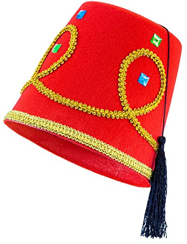 W WIDMANN MILANO Party Fashion - Fez Hut auf Filz | Tarbusch für Sultan, Orient, Marokko, Karneval und Mottoparty