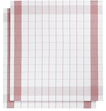 De Witte Lietaer 200066 Mixte Lot de 2 Torchons Lin/Coton Rouge 68 x 68 cm