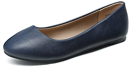 Dream Pairs Klassiska ballerinor med rund tå, enkla och bekväma platta skor för dagligt bruk, storlek, Marinblå upp, 36 EU