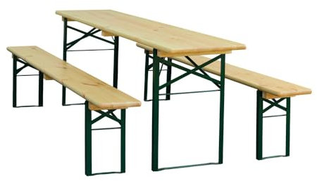 Dönges Festzeltgarnitur, Ausführung Normal (Klappgarnitur Bierzelt Sitzgruppe Festzeltgarnitur-Set), Robustes Design: Metallgestell und Massivholz für maximale Stabilität