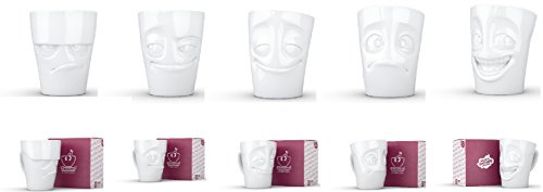 FIFTYEIGHT 58 Products TV Tassen 5er Set Henkelbecher Henkeltasse VERDUTZT / WITZIG / VERGNÜGT / VERSCHMITZT / GRUMMELIG - je ca. 350ml …