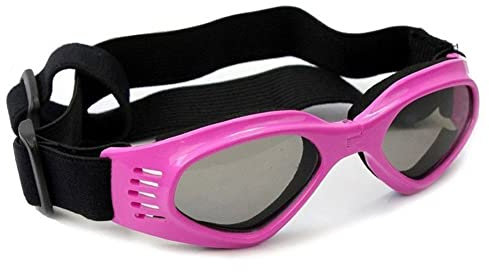 DUBENS Fashion Hundebrille Sonnenbrille Wasserdichten Schutz Sun-Brille, UV-Schutz Eyewear Goggles Schutzbrille, Einstellbar Brillen Haustier, Geeignet für mittlere und kleine Hunde (Rosa)