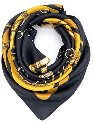 YOUR SMILE Seiden-Haptik-Schal für Damen, modisches Muster & einfarbig, groß, quadratisch, Satin Kopftuch, 325,