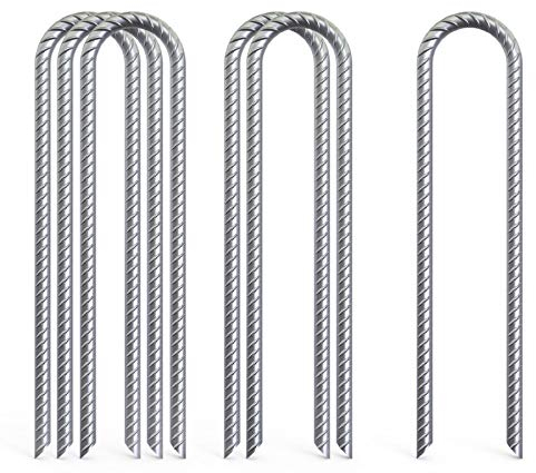 AAGUT 12 Inch Trampoline Stakes 6 Pack Galvanized U Shaped Trampoline Ground Anchors,Anti Rust Trampoline Stakes Heavy Duty(TrampolineStakes_6)