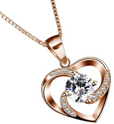 B.Catcher Women Necklace 925 Sterling Silver “Crazy Love” Pendant Necklaces with 18inch Box Chain,Gold