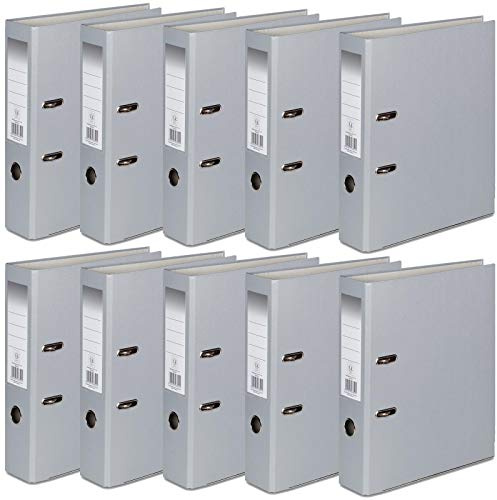 Office Centre A4 Lever Arch Files, 75 mm, 2 mm Board, Pack of 10, Grey | Business Grade A4 Folders with Firm Metal Binder, Made for office, School, Business and Home Document Storage Needs