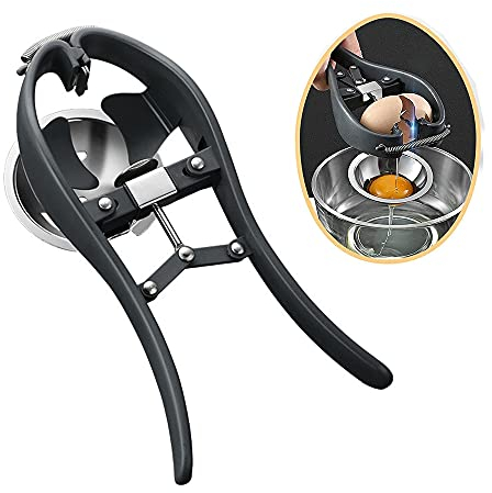 Galleta de huevo, abridor de huevos de acero inoxidable, herramienta automática de agrietamiento de huevos, cortador de cáscara de huevo de acero inoxidable, separador de huevos, herramientas (negro)