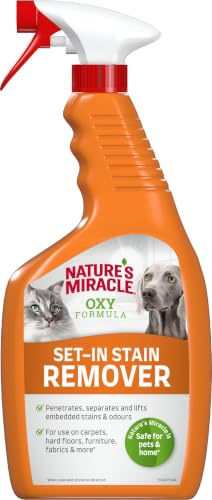 Nature's Miracle fläck- och luktborttagare katt – syrekoncentratformel för torkade fläckar och lukter, luktneutraliserare med apelsindoft, 709 ml