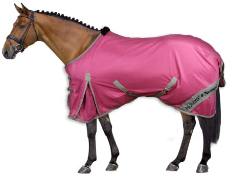 Horses, Fliegendecke Nemesis aus Netzmaterial, Hervorragend Verarbeitete Decke, Nützlich zum Schutz des Pferdes vor Temperaturschwankungen und Insekten (128 cm, Fuchsia)