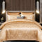Djoymock Gold Satin Duvet Cover Jacquard Bedding Sets King Size,3 pcs Gold Comforter Cover Sets Soft Luxury Silky Bedding Set with 2 Pillowcases (Duvet Cover 220x230cm)