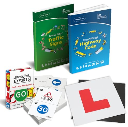The Highway Code 2026 UK + Know Your Traffic Signs 2026 UK + 128 Road Signs Flash Cards 2026 UK + 2 x Magnetic L Plates - Driving Instructor Approved - Driving Test Gifts For Boys & Girls 16-18 Years