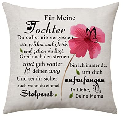Aconesong Für Meine Tochter Geschenken Kissenbezug Geschenke für Tochters von Mutter Frauen Damen inspirierende Geschenke zum Geburtstag Weihnachten Zierkissenbezüge 45 x 45 cm (Tochter)