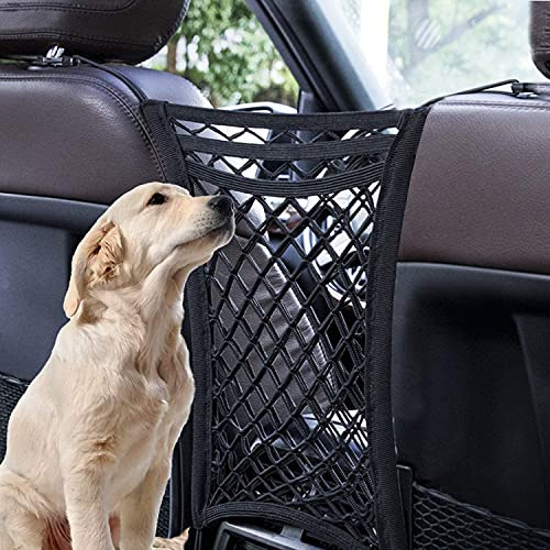 TARROAD-Tim 3-Layer Pet Car Barrier with Mesh Fence, Dog Net, Car Retractable Storage Bag, Car Net, Car Travel Accessories, Multifunctional Driver Storage for SUVs and Trucks