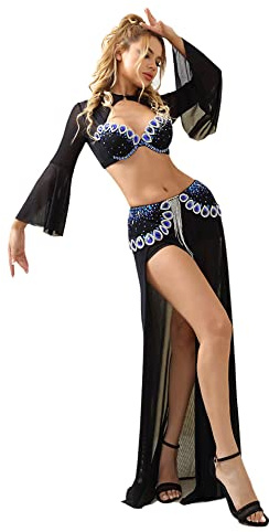 Belly Dancer Costumes for Women Glitter Belly Dance Bra Belly Dancing Skirt Bellydance Costume Carnival Outfit Black