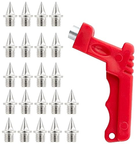 22 Pcs Track Shoe Spike Set - 7mm Length/5mm Diameter Metal Pins with Wrench (Competition-Grade Replacements for Sprinting 100-400m, Rubber Track Compatible)