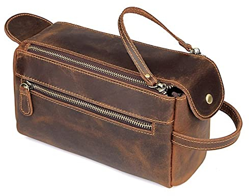 Kulturbeutel aus echtem Leder für Herren, zum Waschen, Rasieren, Dopp-Set, für Damen, Reisen, Make-up, Kosmetiktasche, Organizer Necessaire