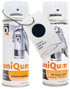 uniQum Spraydose Autolack + Klarlack für TOYOTA DARK BLUE 5889 Autolack Reparatur 2x 400 ml