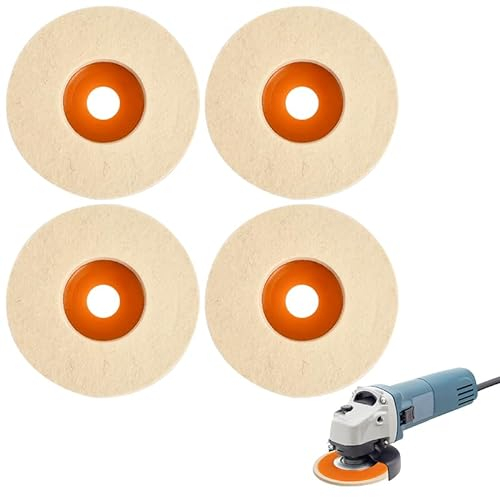 Anseom 4PC Wool Polishing Wheel 5 inch Wear Resistant Angle Grinder Wool Felt Disc Wheel Pad Sanding Buffing Disc Felt Polishing Pads for Stainless Steel Glass Metal Marble Stone (125mm)