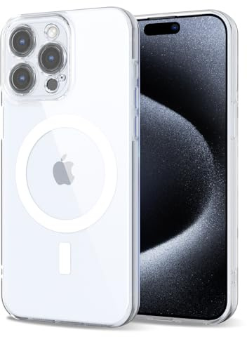 Svanove for iPhone 15 Pro Case Clear Compatible with Magsafe, Transparent Magnetic Magnet Mag Case, Cute Slim Thin Silicone Grip & Shockproof Camera Cover Drop Protection Bumper, Clear