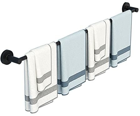 Runder Handtuchhalter Für Badezimmer Oder Küche, An Der Wand Montierte Schwarze Handtuchstange, Einzelner Handtuchhalter Aus Edelstahl, 30 cm Bis 100 cm Schraubenmontage/50 cm/Black/100Cm