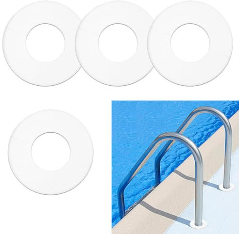 4Pcs Pool Escutcheon Plate, Escutcheon Plate Caps Swimming Pool Ladder Parts for 1.9In Inner Diameter Tube,Pool Ladder Escutcheon Covers for Pool Ladder Ring Spa Handrail Holes Accessories(White)