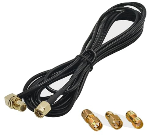 GTIWUNG 3M SMA Antenne Kabel, RG174 Koaxial Verlängerung Stecker auf Buchse RF Koaxialkabel, WLAN Antenne Verlängerungskabel + 3 Stück RF Koaxial Adapter Kit