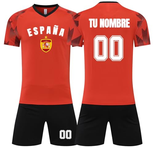 Camiseta de Fútbol España Niño, Camiseta Futbol Personalizada con tu Nombre Número, Equipaciones de Futbol Infantil/Adulto 2024