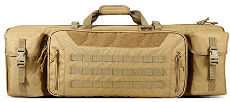 ANSNOW Taktische Doppelwaffenkoffer Für Gewehre, Wasserdichte Waffentasche Aus 1000D Pvc, Taktische Gewehrtasche, Gewehrrucksack, Abschließbare Gewehrtaschen, Für Die Jagd/Erdfarben/90 cm