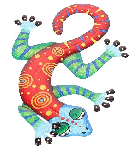 OFFSCH Gecko Figuren Terracotta Gecko Deko Garten Wand 2 Stück Landhaus Wanddekoration Für Zuhause Eisen Gartenwandornamente Gartenzwerg